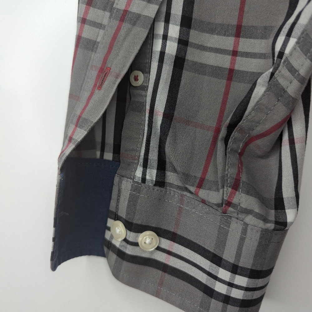 Grey Plaid Button Down - image 4